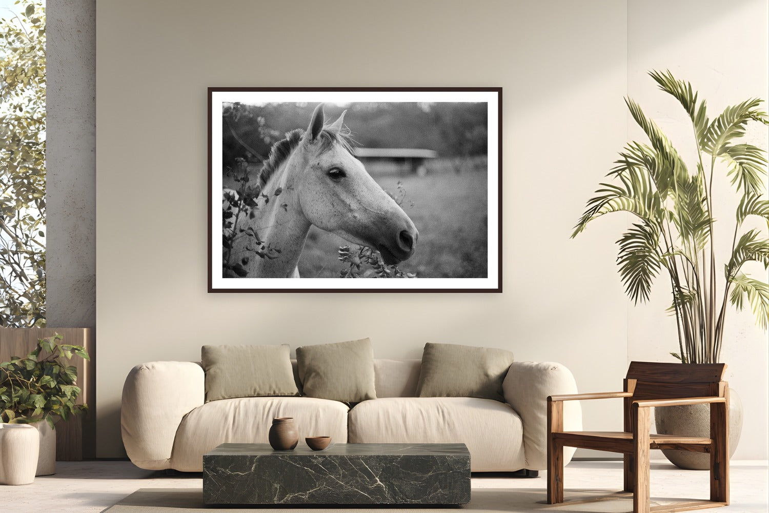 Cabello by Adam Sherrett from Playa Maderas, Nicaragua - black frame fine art photography displayed in a modern living room setting