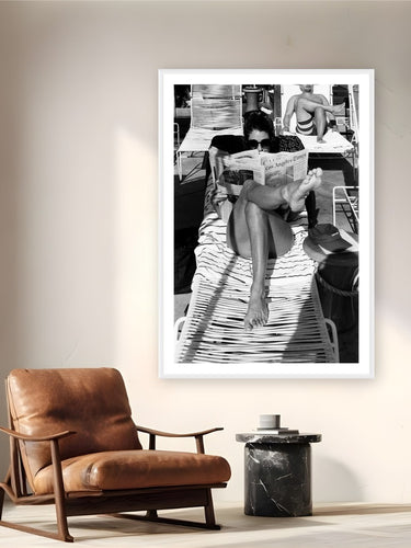 Headlines by Adam Sherrett from Palm Springs, CA - white frame fine art photography displayed in a reading nook setting
