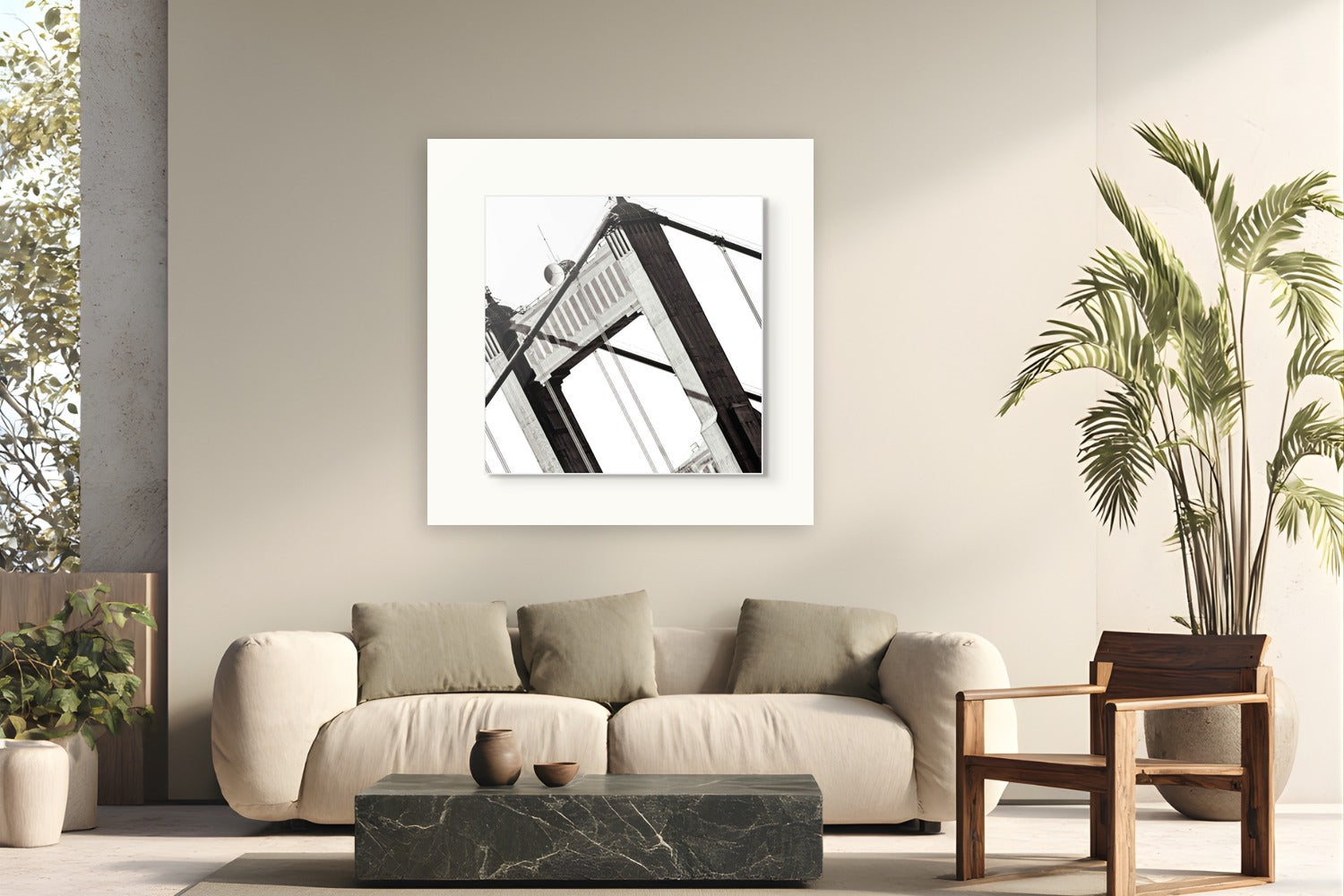 Golden Gate by Alex Wood from San Francisco, California - metal print fine art photography displayed in a modern living room setting