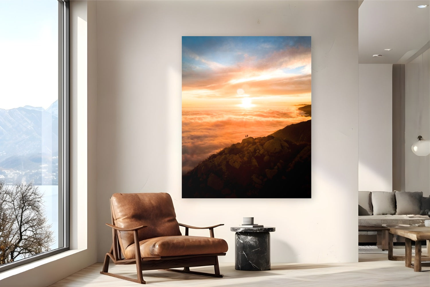 Above The Clouds by Arthur Girard from Arlington Peak, California - metal print fine art photography displayed in a reading nook setting