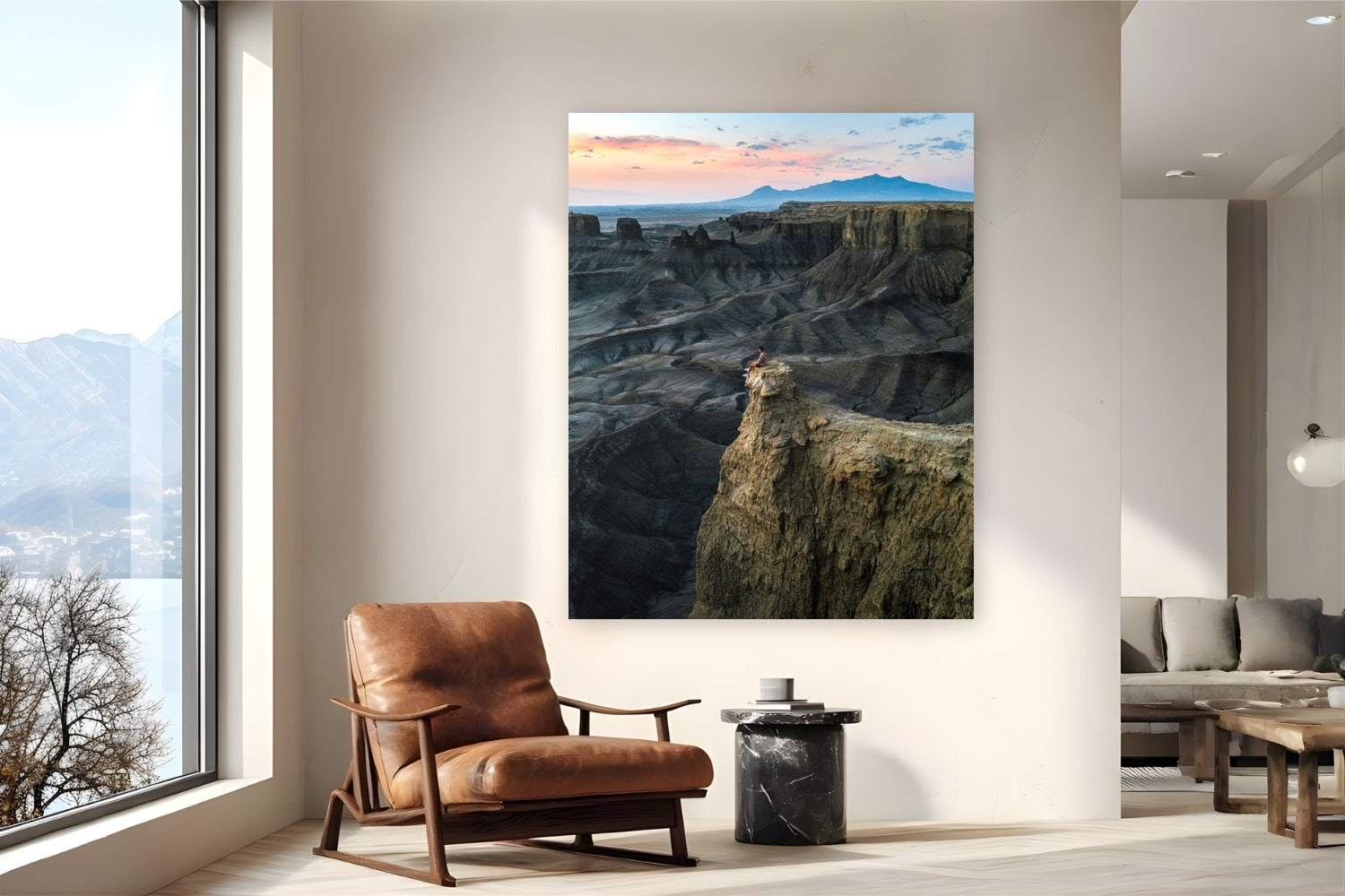 Moonscape by Arthur Girard from Caineville, Utah - metal print fine art photography displayed in a reading nook setting