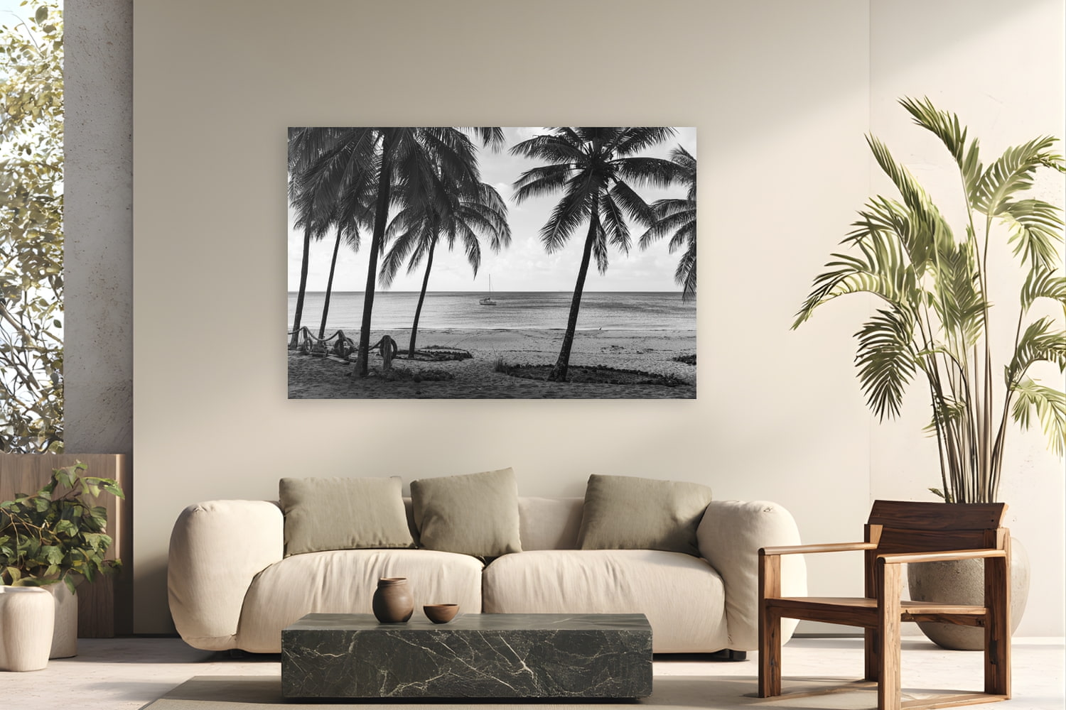 Metal print of Somewhere Else by Ben Gamlin, Middle Percy Island, Whitsundays, displayed on a modern living room wall — middle Percy Island sits 70 miles off the Queensland coast — reachable only by private boat.