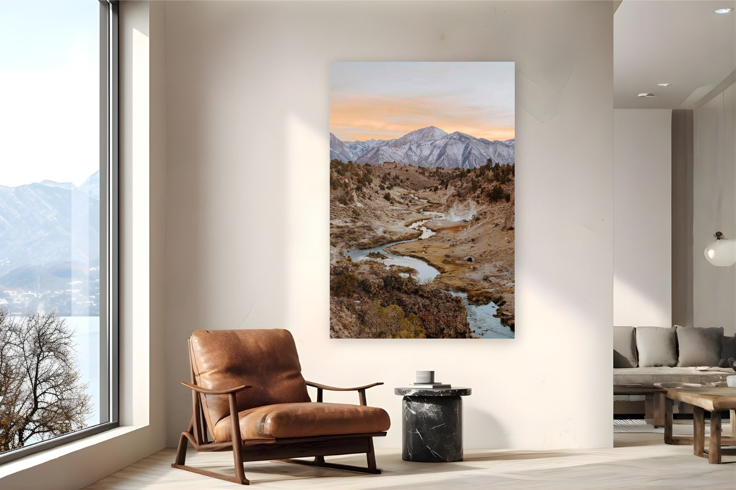Hot Springs Sunset by Bree Banning from Mammoth Lakes, California - metal print fine art photography displayed in a reading nook setting