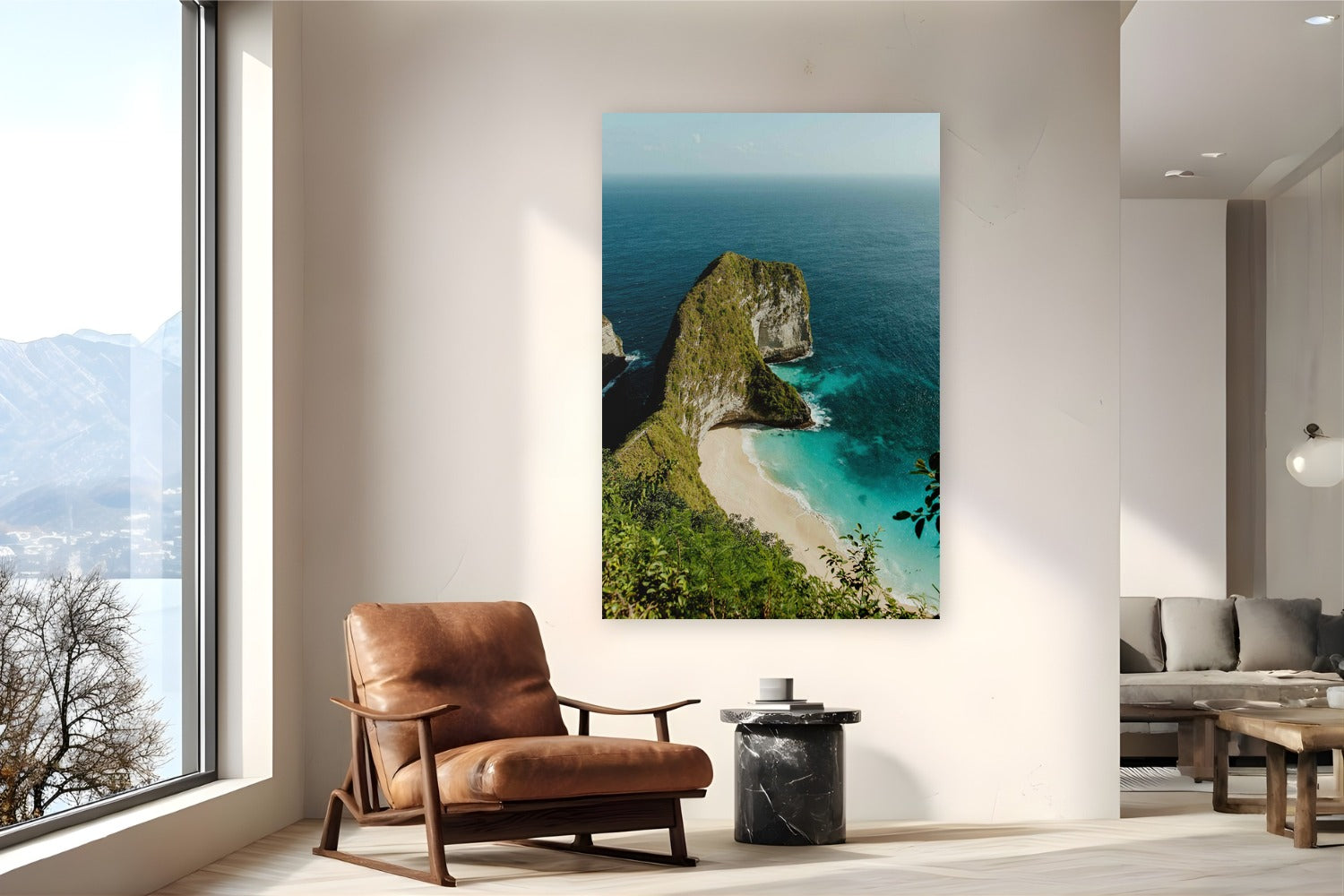 Nusa Penida by Bree Banning from Bali, Indonesia - metal print fine art photography displayed in a reading nook setting