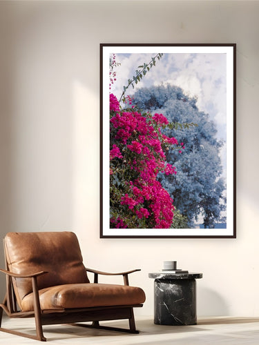 Flowers In Venice by Devon Cardamone from Venice, California - framed black frame fine art photography displayed in a reading nook setting
