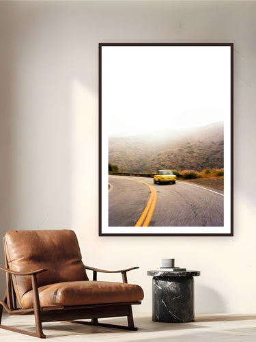Old Yellow by Devon Cardamone from Malibu Canyon, California - framed black frame fine art photography displayed in a reading nook setting