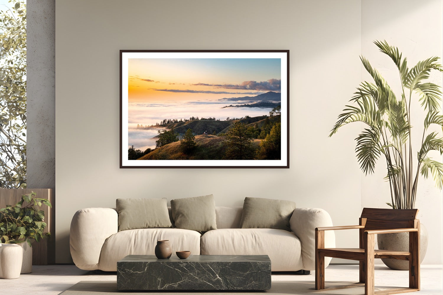 California Dreamscape by Evan Ruderman from Central Coast, California - framed black frame fine art photography displayed in a modern living room setting