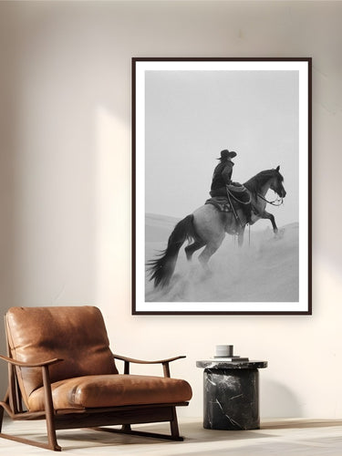 Comanche by Jeremy Bishop from Central Coast, California - framed black frame fine art photography displayed in a reading nook setting