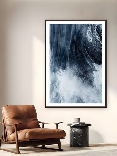 Surface by Jeremy Bishop from Pismo Beach, California - framed black frame fine art photography displayed in a reading nook setting