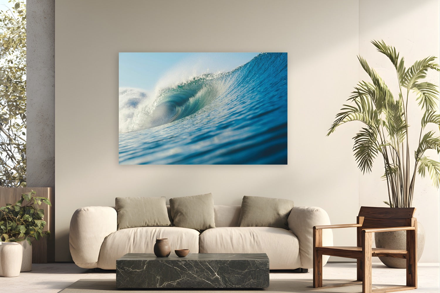 Offshore Sandbar by Luis Ortega from San Diego, CA - metal print fine art photography displayed in a modern living room setting