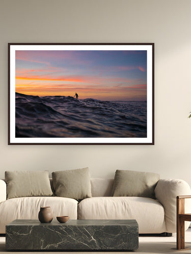 Walking On Water by Luis Ortega from San Diego, CA - framed black frame fine art photography displayed in a modern living room setting