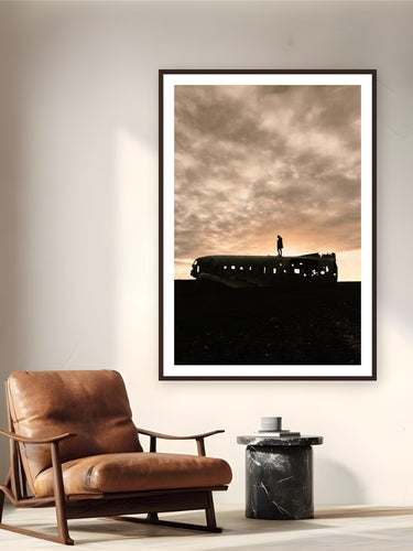 Grounded by Max Dickson from Iceland - framed black frame fine art photography displayed in a reading nook setting