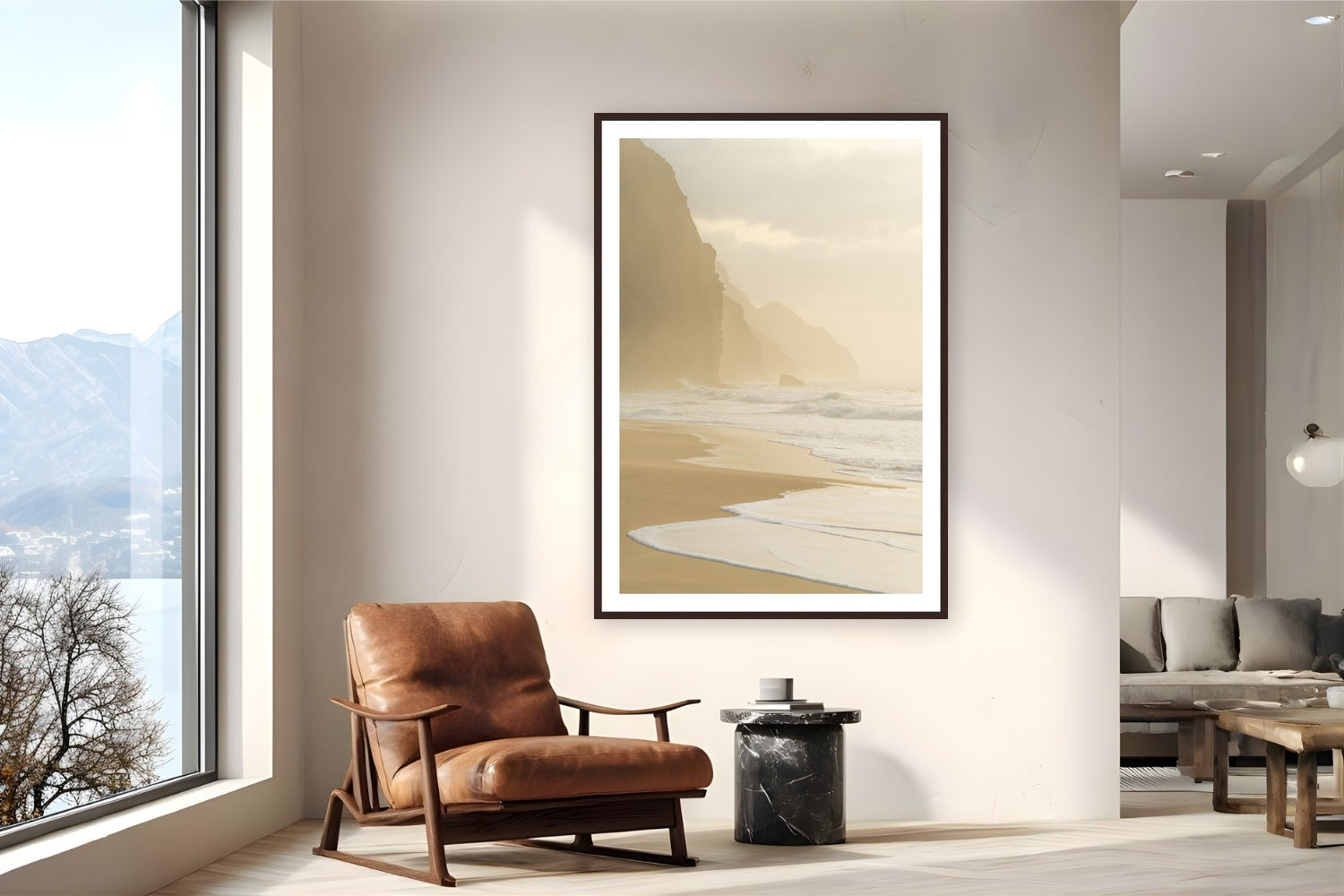 Uakea Lani by Natalie Nishioka from Kaua'i, Hawai'i - framed black frame fine art photography displayed in a reading nook setting