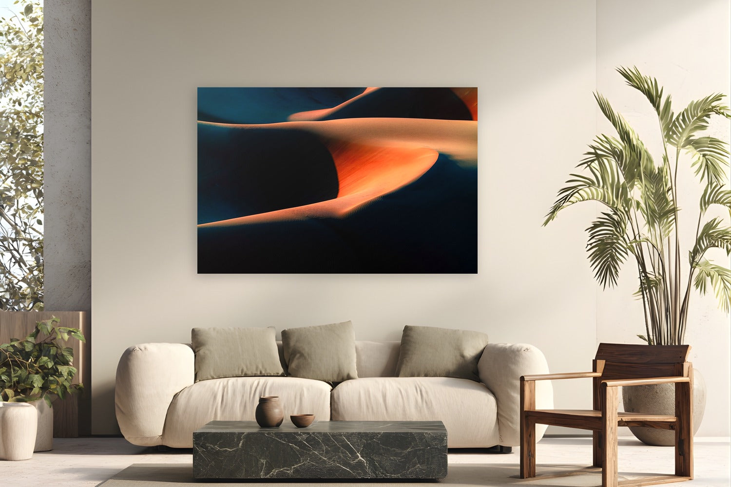 Liwa Dune by Ryan Valasek from United Arab Emirates - metal print fine art photography displayed in a modern living room setting