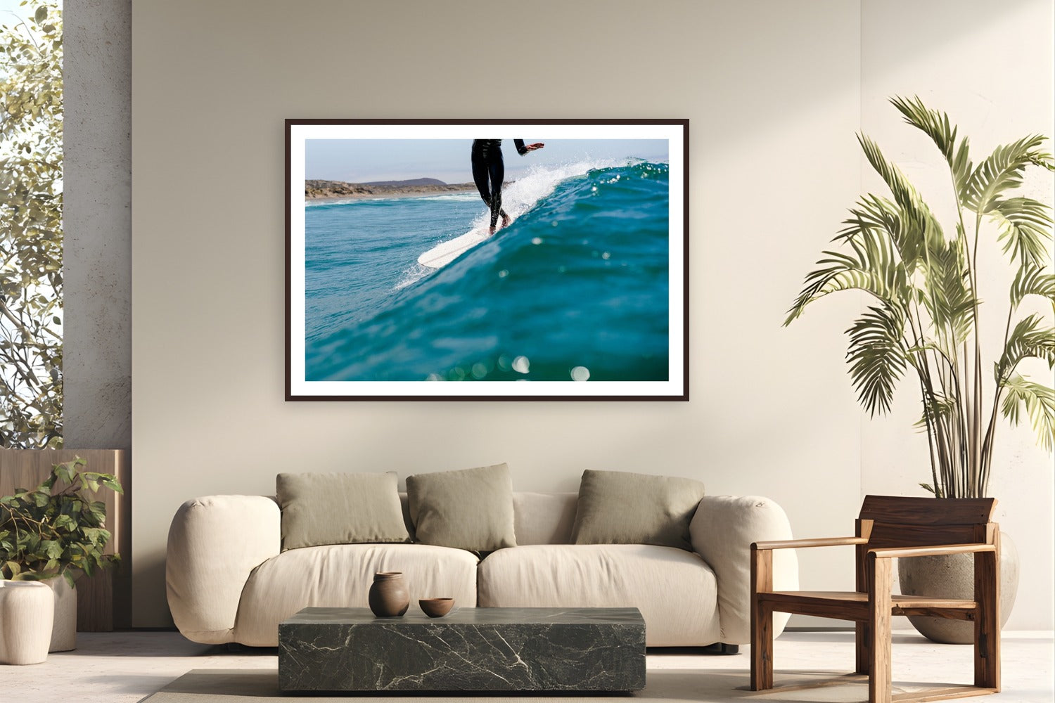 South of the Border by Ryan Valasek from Baja, Mexico - framed black frame fine art photography displayed in a modern living room setting