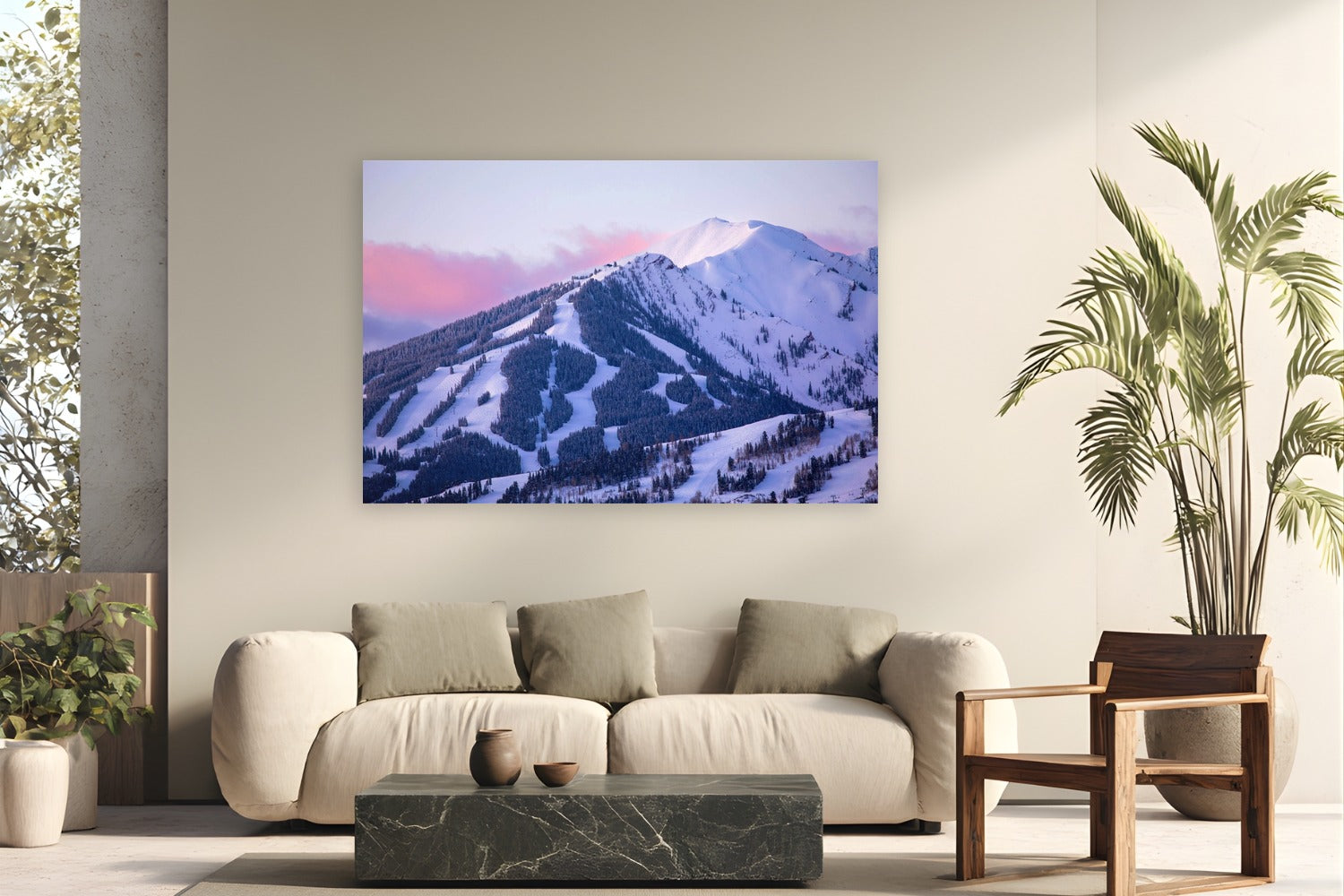 Highlands Sunrise by Sam Ferguson from Aspen, Colorado - metal print fine art photography displayed in a modern living room setting