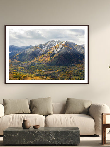 The Way Autumn Held On by Sam Ferguson from Aspen, Colorado - framed black frame fine art photography displayed in a modern living room setting