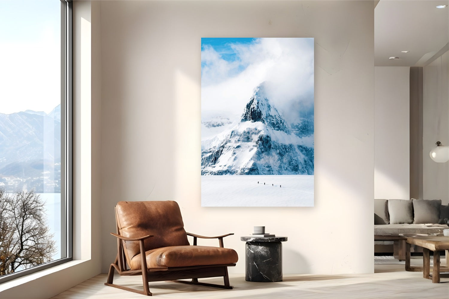 Into the White Cathedral by Tamara Susa from Antarctica - metal print fine art photography displayed in a reading nook setting