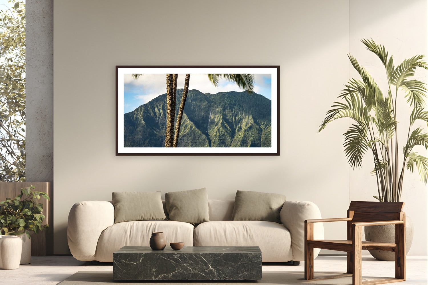Nāmolokama by The Pickled Image from Kaua'i, Hawaii - framed black frame fine art photography displayed in a modern living room setting