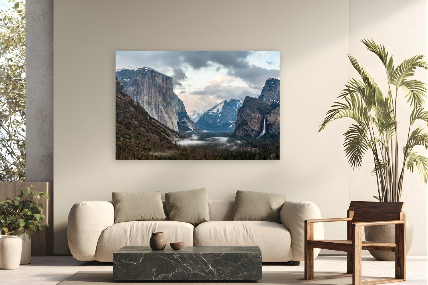Yosemite's Timeless Gaze by Tom Ingram from Yosemite National Park, California - metal print fine art photography displayed in a modern living room setting