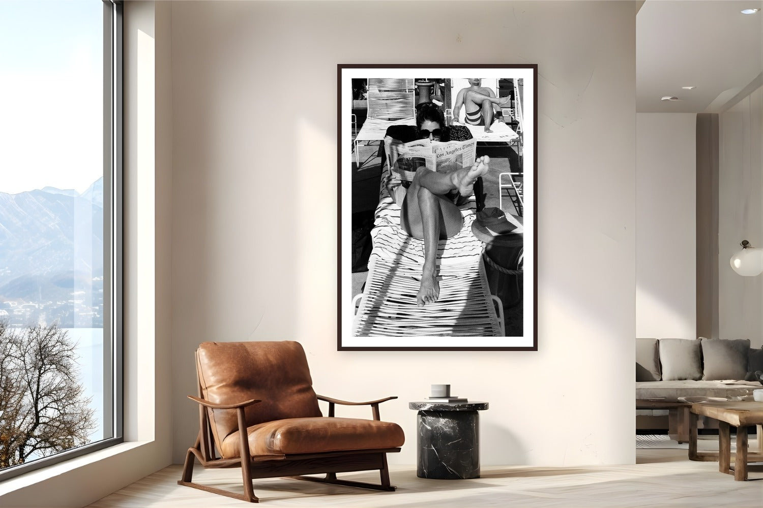 Headlines by Adam Sherrett from Palm Springs, CA - black frame fine art photography displayed in a reading nook setting