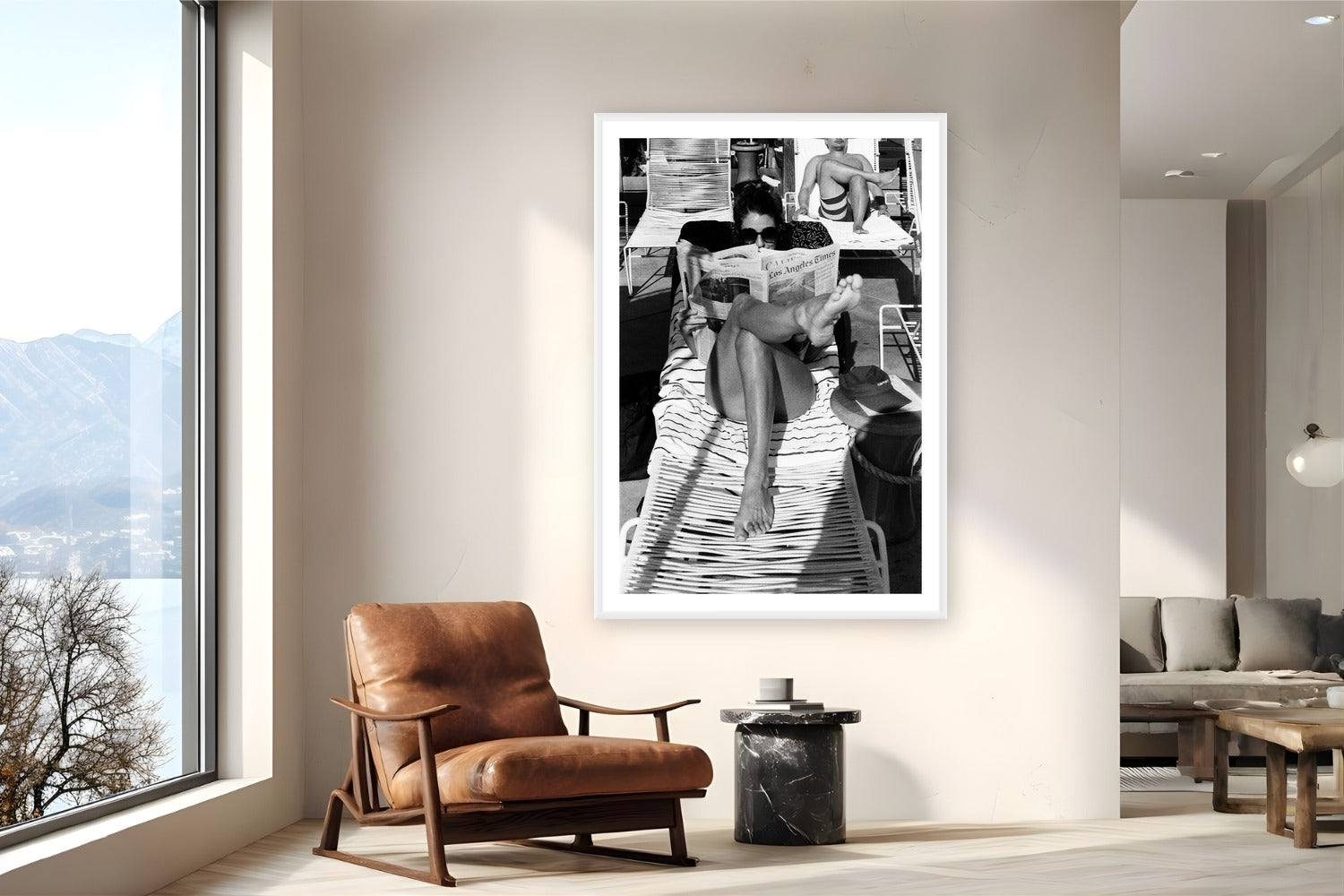 Headlines by Adam Sherrett from Palm Springs, CA - white frame fine art photography displayed in a reading nook setting