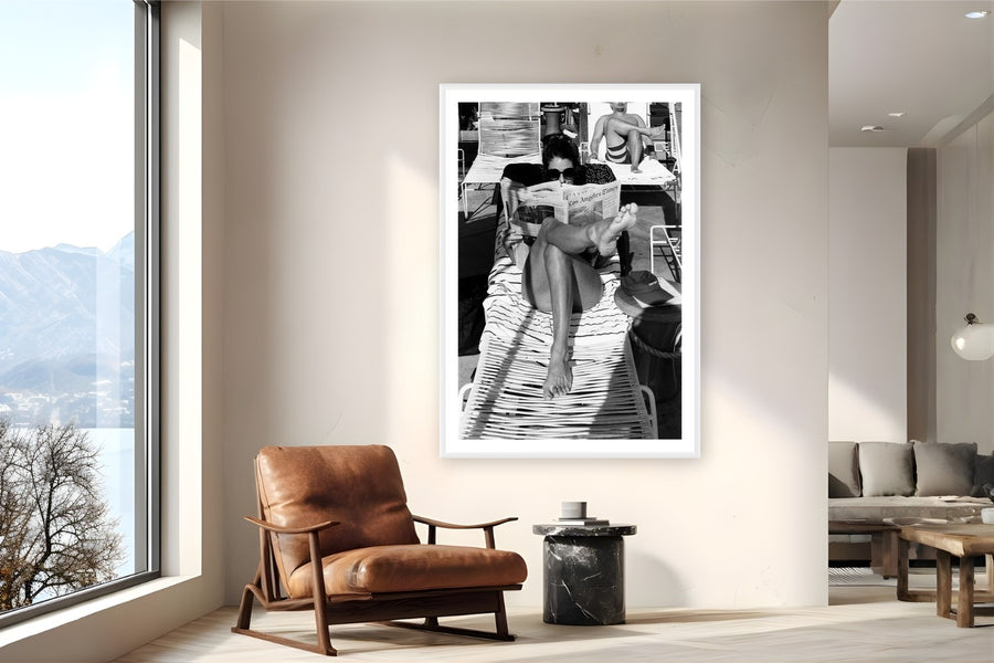 Headlines by Adam Sherrett from Palm Springs, CA - white frame fine art photography displayed in a reading nook setting