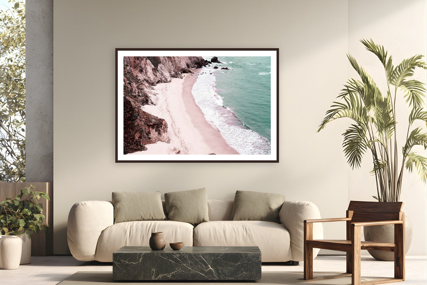 Crash by Alex Wood from Big Sur, California - framed black frame fine art photography displayed in a modern living room setting