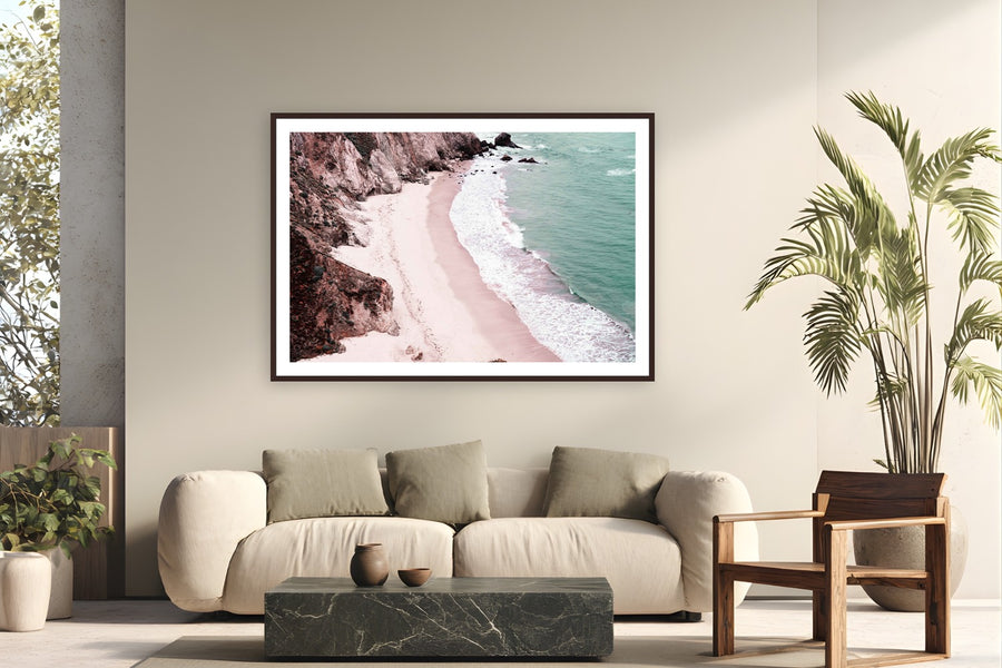 Crash by Alex Wood from Big Sur, California - framed black frame fine art photography displayed in a modern living room setting