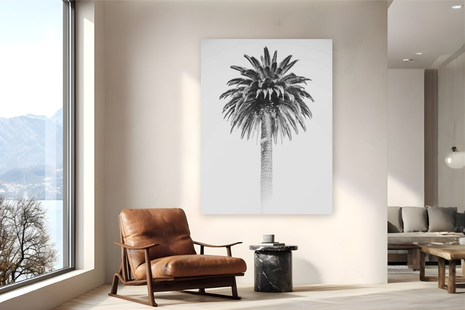 Retro Palm by Alex Wood from Santa Monica, California - metal print fine art photography displayed in a reading nook setting