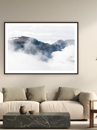 Rocky Mountain by Arthur Girard from Rocky Mountain National Park, CO - framed black frame fine art photography displayed in a modern living room setting