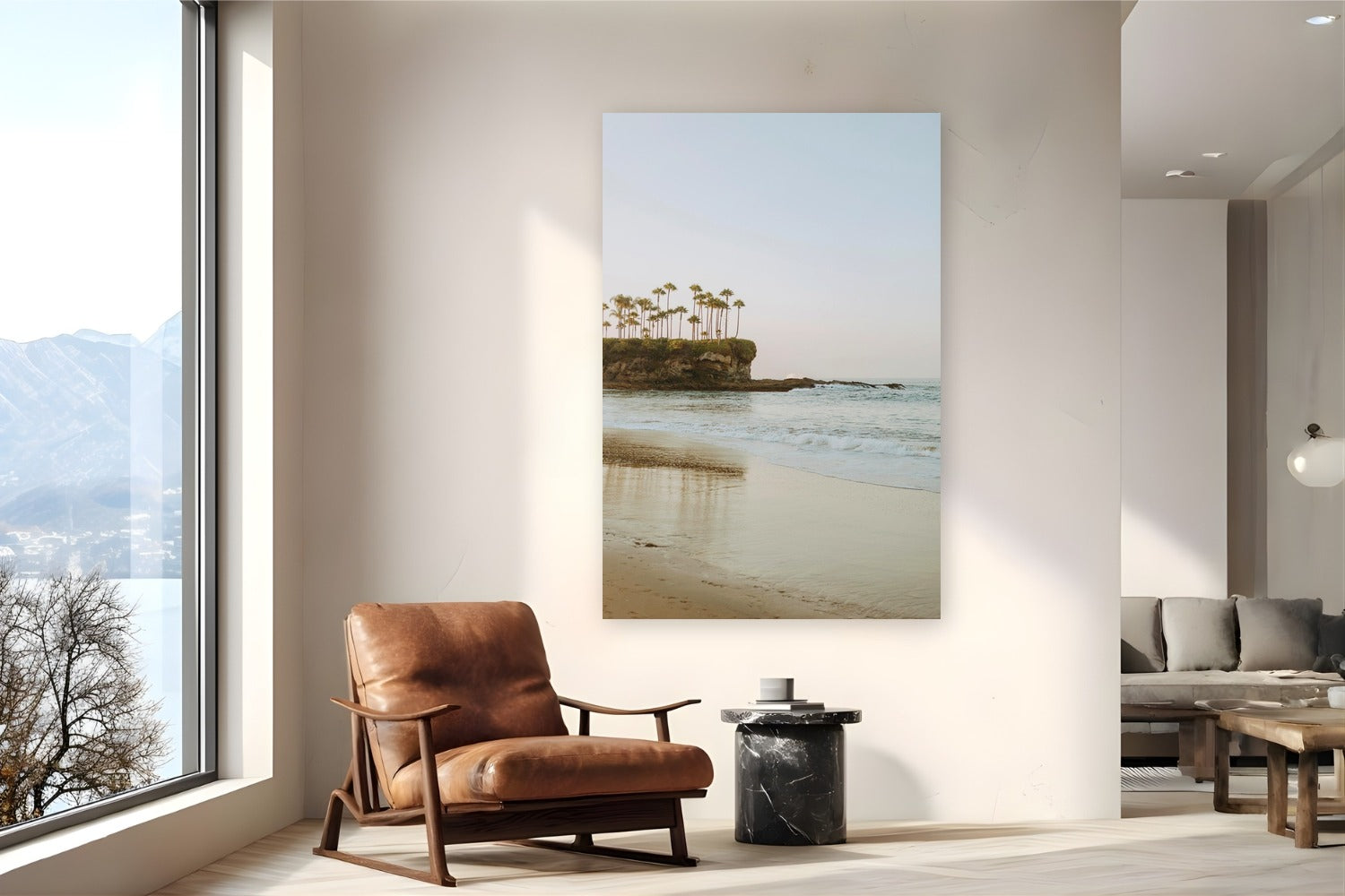 Crescent Bay by Bree Banning from Laguna Beach, CA - metal print fine art photography displayed in a reading nook setting