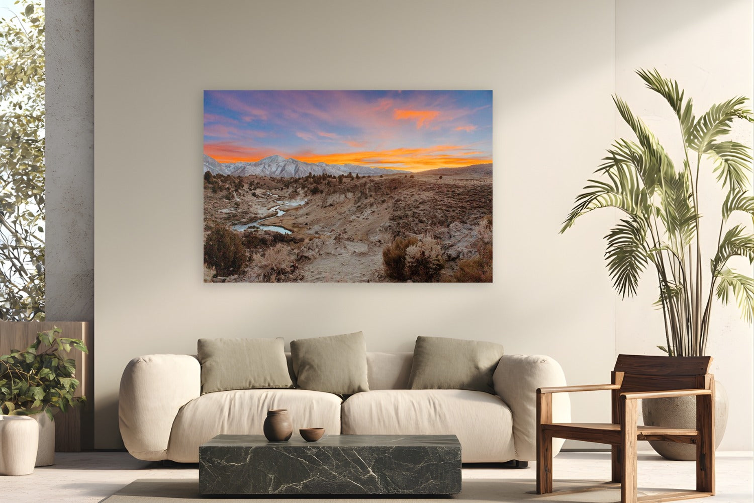 Hot Springs Sunset II by Bree Banning from Mammoth, California - metal print fine art photography displayed in a modern living room setting