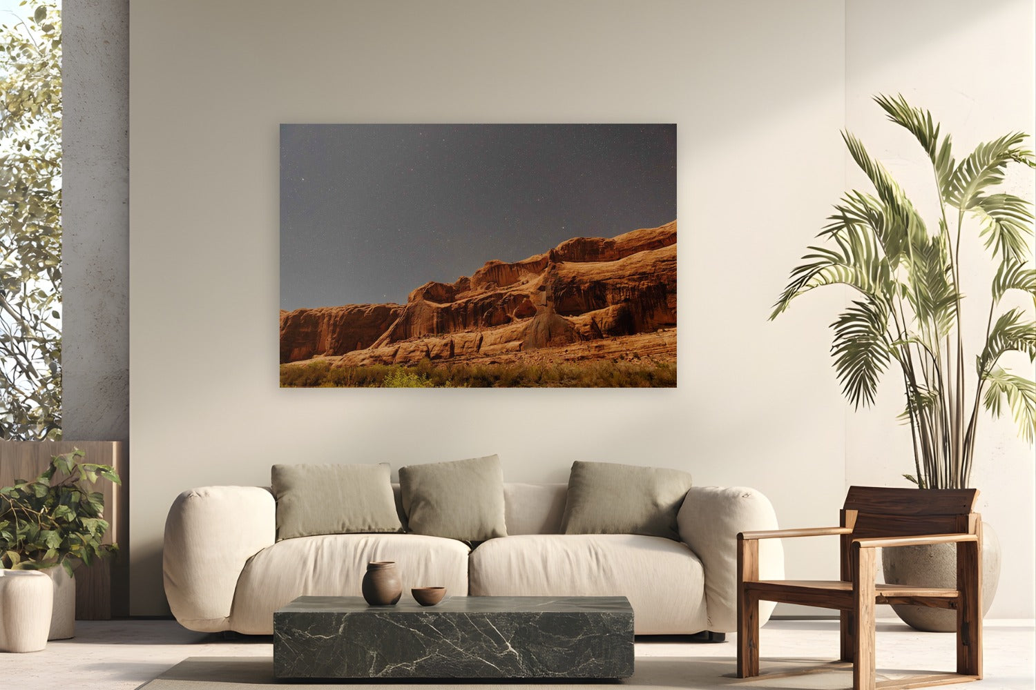 Moab In April by Bree Banning from Moab, Utah - metal print fine art photography displayed in a modern living room setting