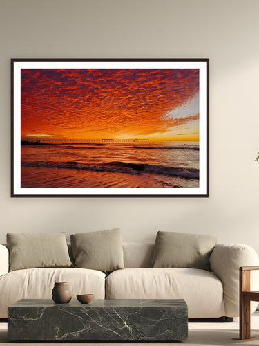 Winter in Ocean Beach by Bree Banning from Ocean Beach, California - framed black frame fine art photography displayed in a modern living room setting