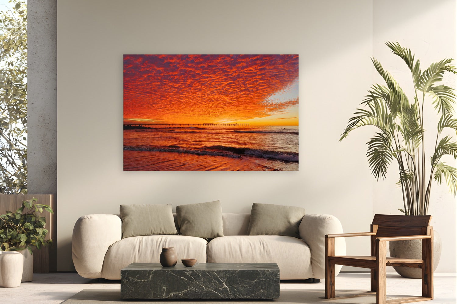 Winter in Ocean Beach by Bree Banning from Ocean Beach, California - metal print fine art photography displayed in a modern living room setting