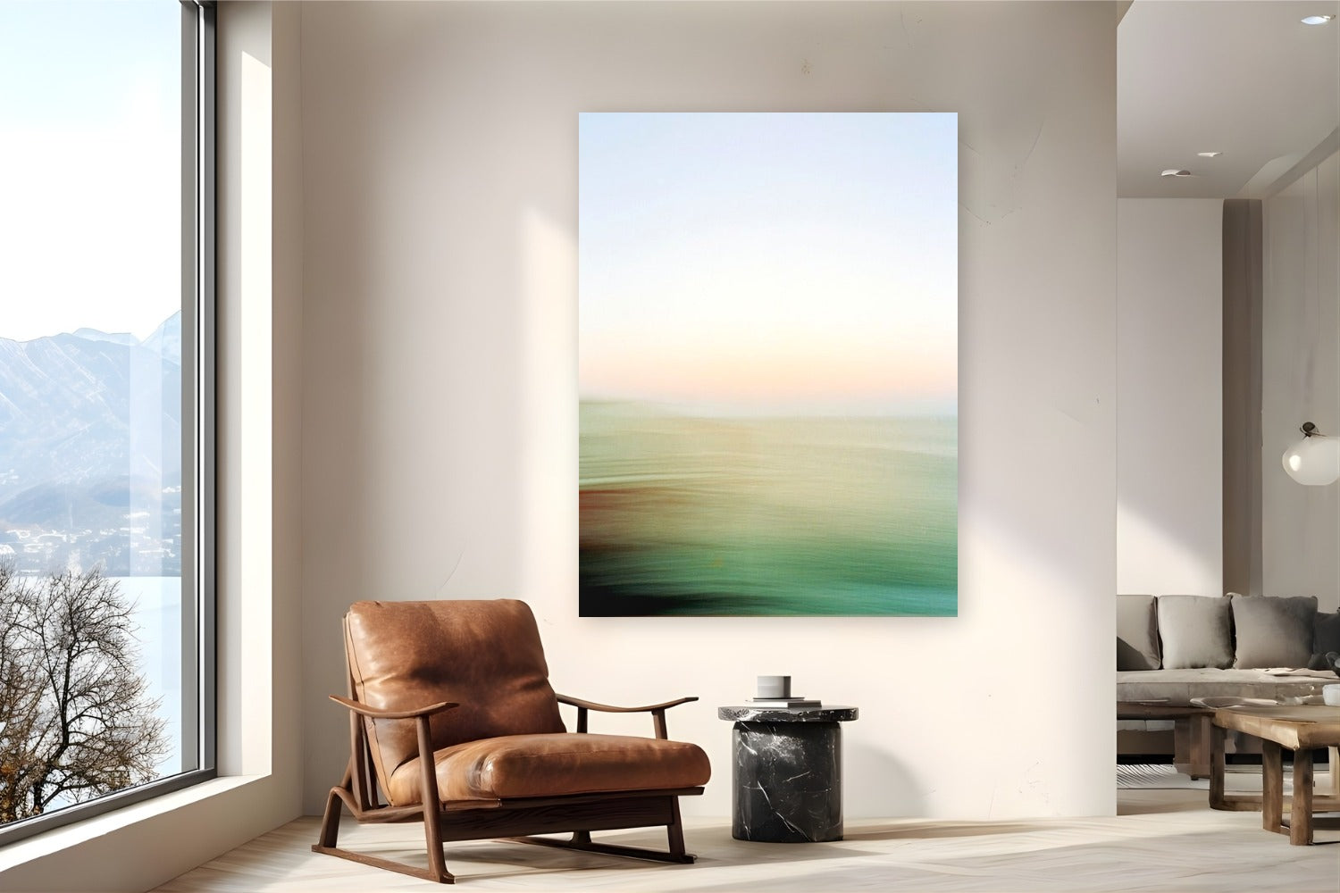 Abstract Pacific by Devon Cardamone from Malibu, California - metal print fine art photography displayed in a reading nook setting
