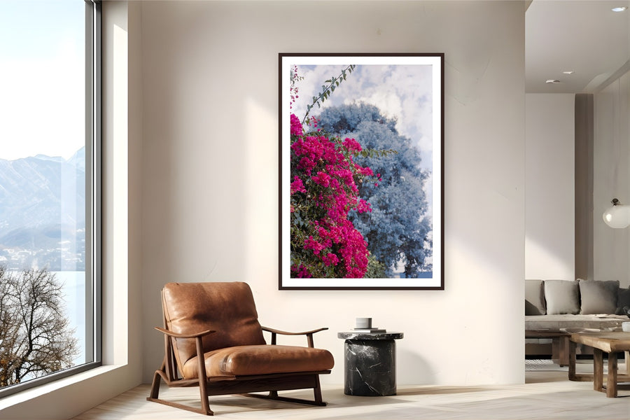 Flowers In Venice by Devon Cardamone from Venice, California - framed black frame fine art photography displayed in a reading nook setting