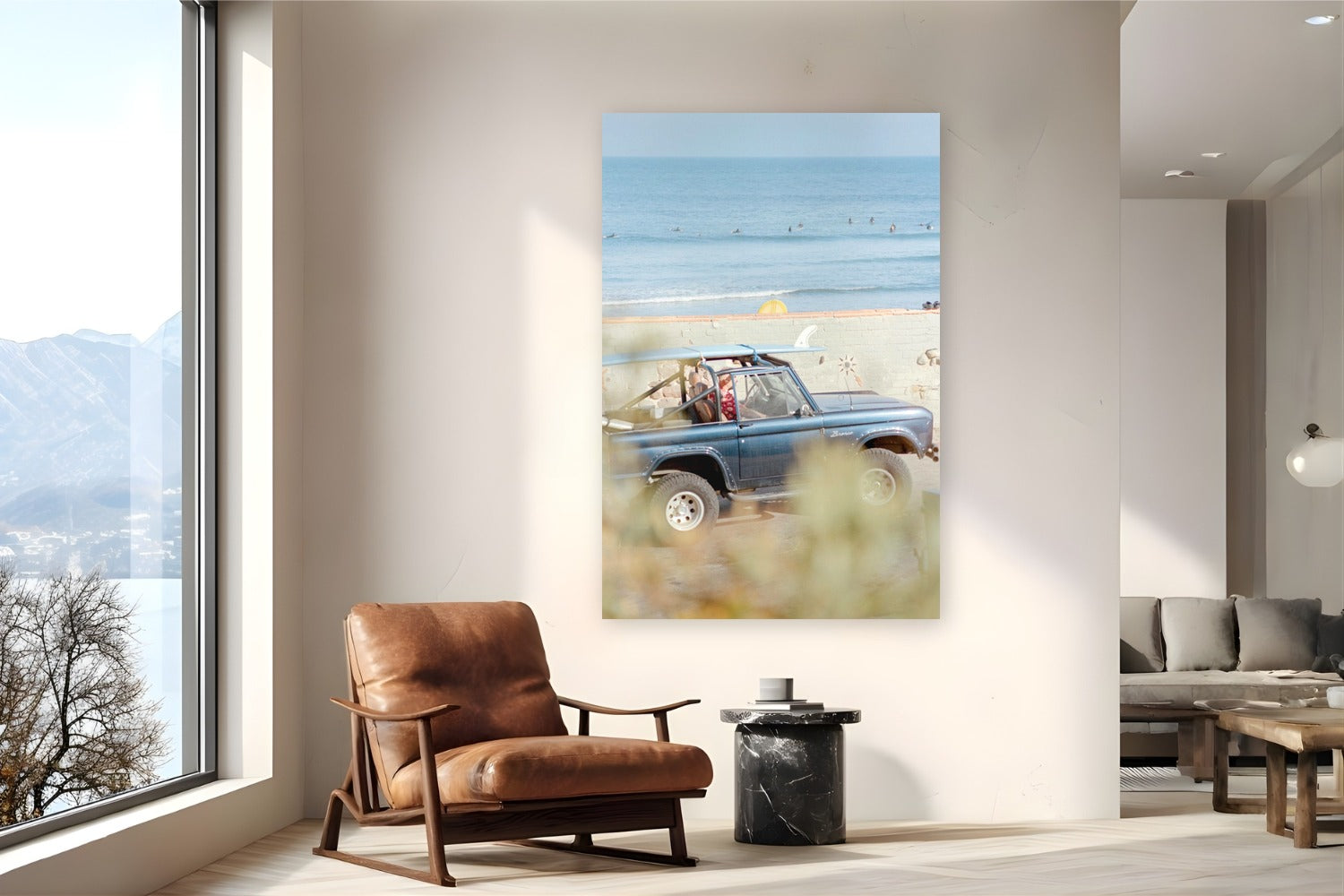 Malibu Bronco by Devon Cardamone from Malibu, California - metal print fine art photography displayed in a reading nook setting
