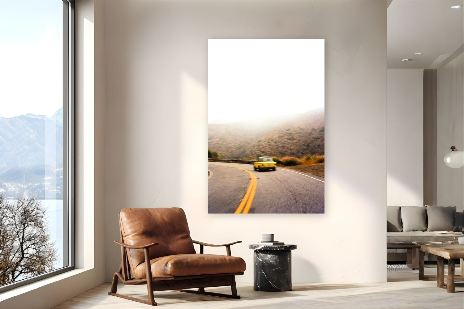 Old Yellow by Devon Cardamone from Malibu Canyon, California - metal print fine art photography displayed in a reading nook setting