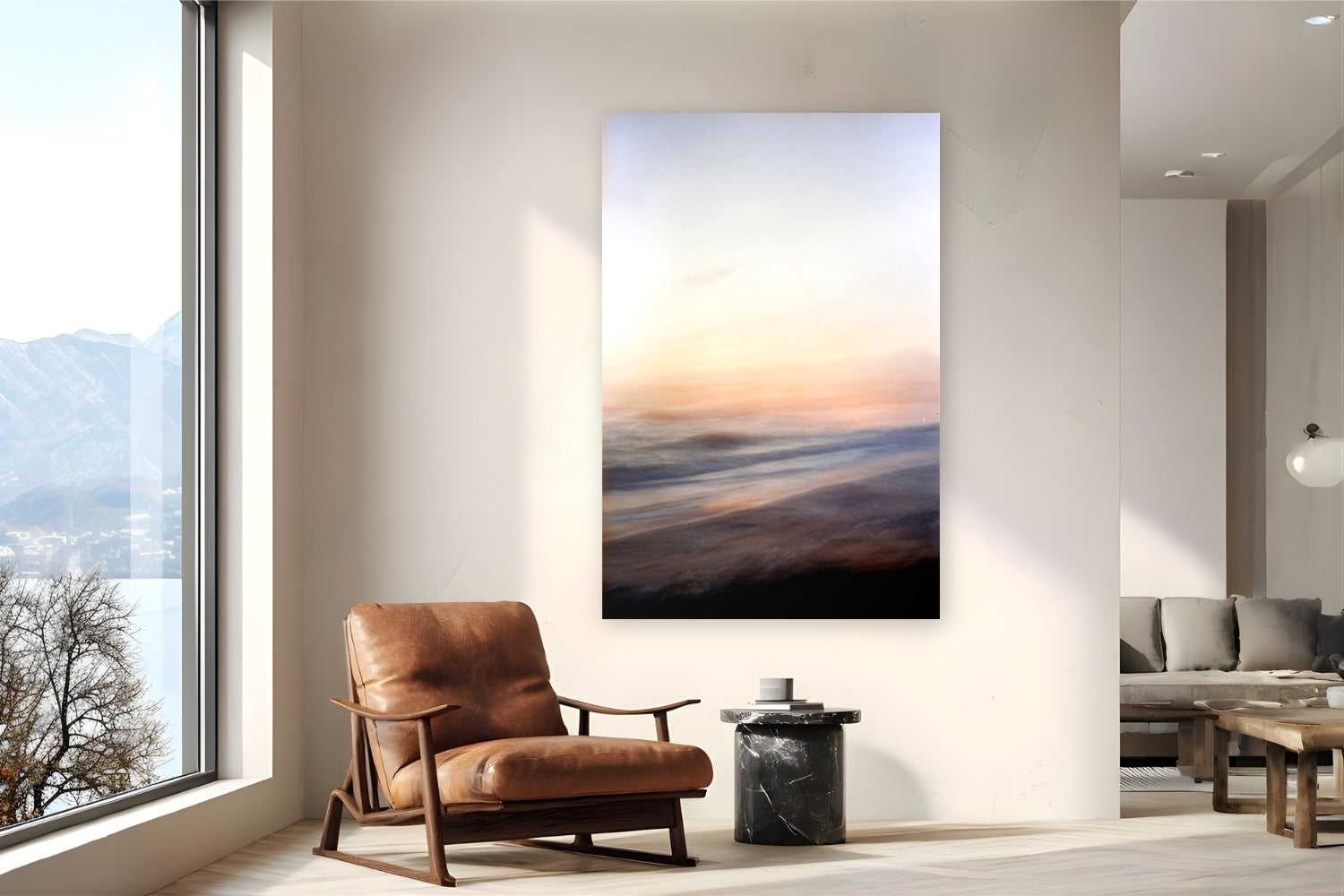 Venice Sunset by Devon Cardamone from Venice Beach, California - metal print fine art photography displayed in a reading nook setting