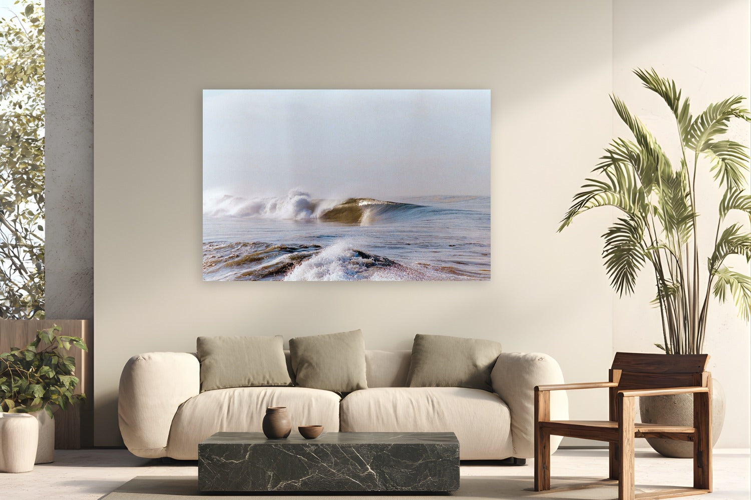 Wave in LA by Devon Cardamone from Los Angeles, California - metal print fine art photography displayed in a modern living room setting