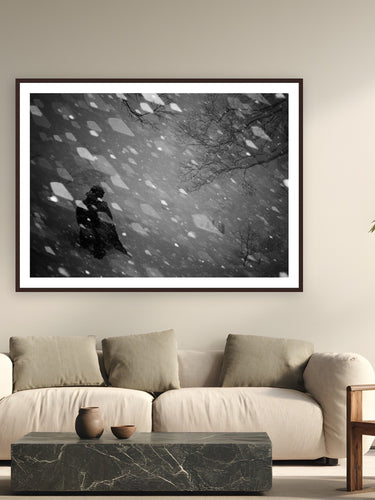 Blizzard by Evan Ruderman from Japan - framed black frame fine art photography displayed in a modern living room setting