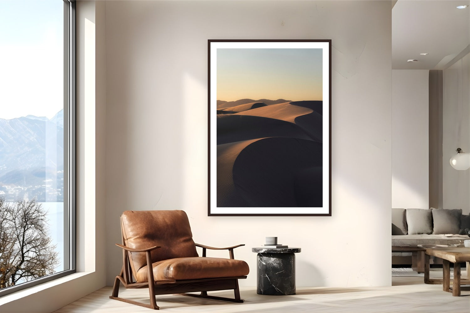 Coastal Gold by Jeremy Bishop from Oceano, California - framed black frame fine art photography displayed in a reading nook setting