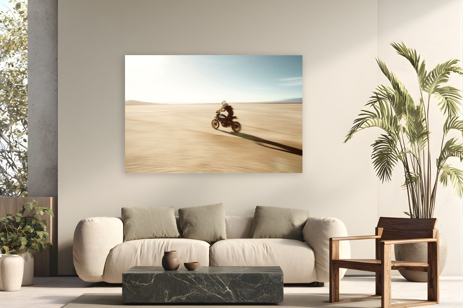 Desert Speed by Jeremy Bishop from High Desert, California - metal print fine art photography displayed in a modern living room setting