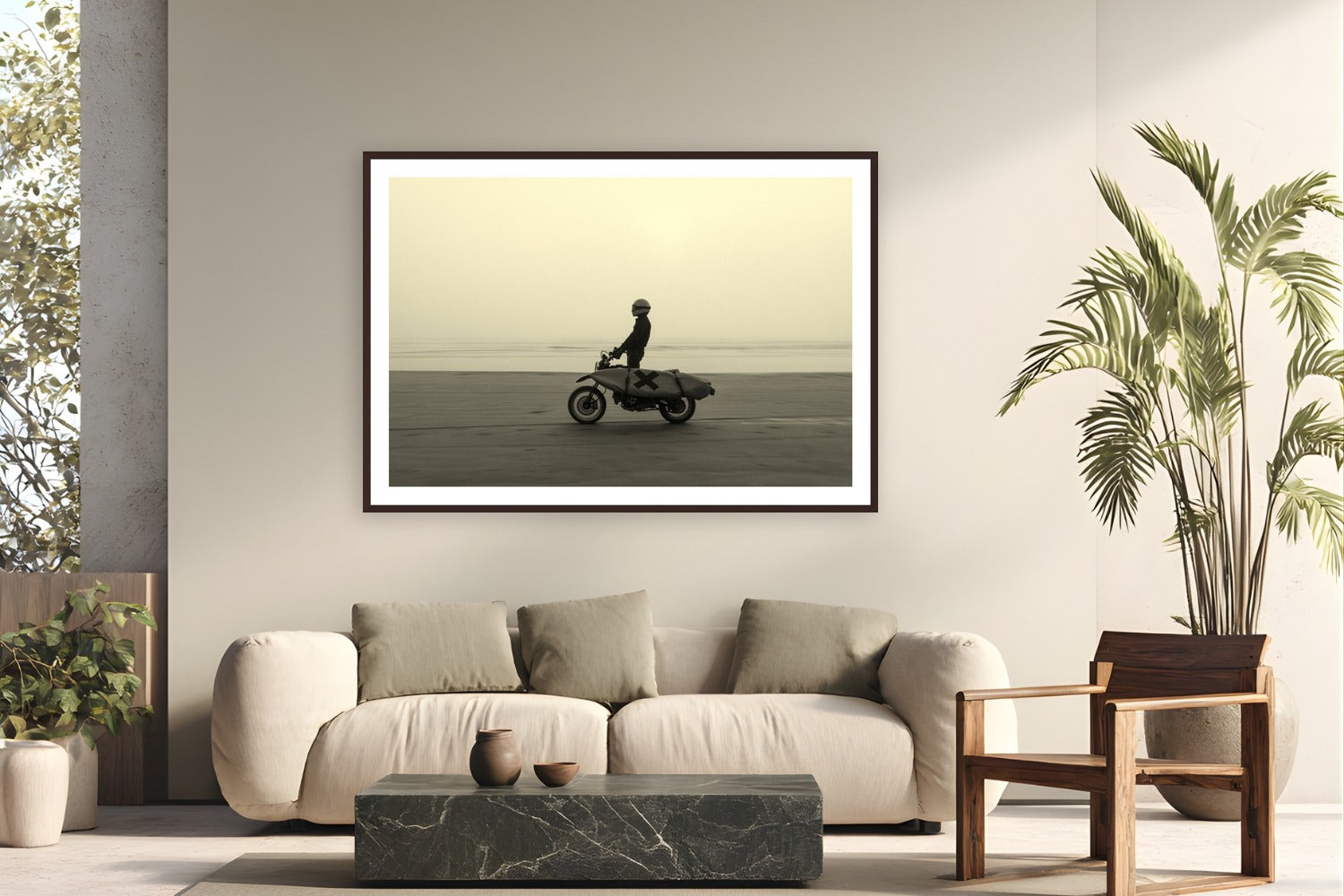 Morning Haze by Jeremy Bishop from Oceano, California - framed black frame fine art photography displayed in a modern living room setting