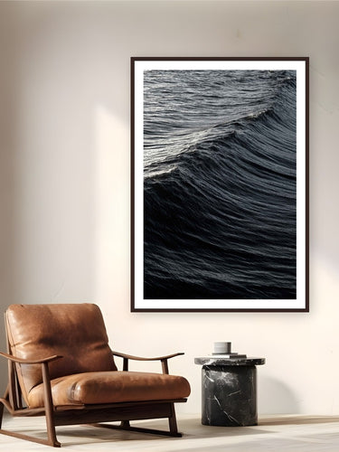 Surface II by Jeremy Bishop from Cayucos, California - framed black frame fine art photography displayed in a reading nook setting