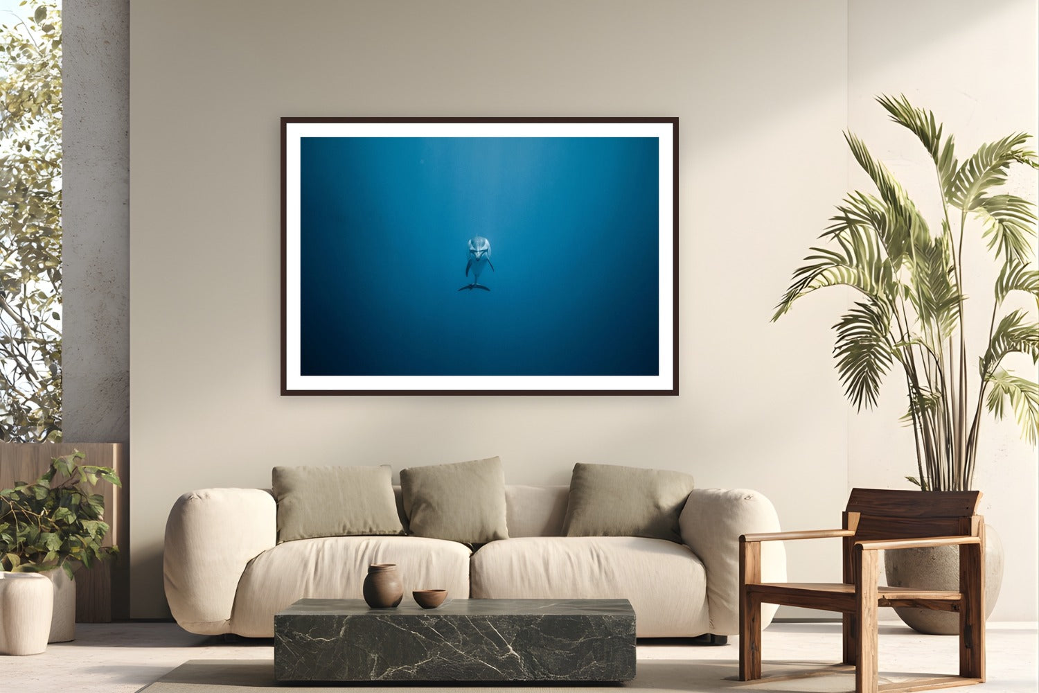 You're Not Alone by Jeremy Bishop from Kona, Hawai'i - framed black frame fine art photography displayed in a modern living room setting