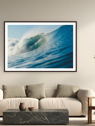Offshore Sandbar by Luis Ortega from San Diego, CA - framed black frame fine art photography displayed in a modern living room setting