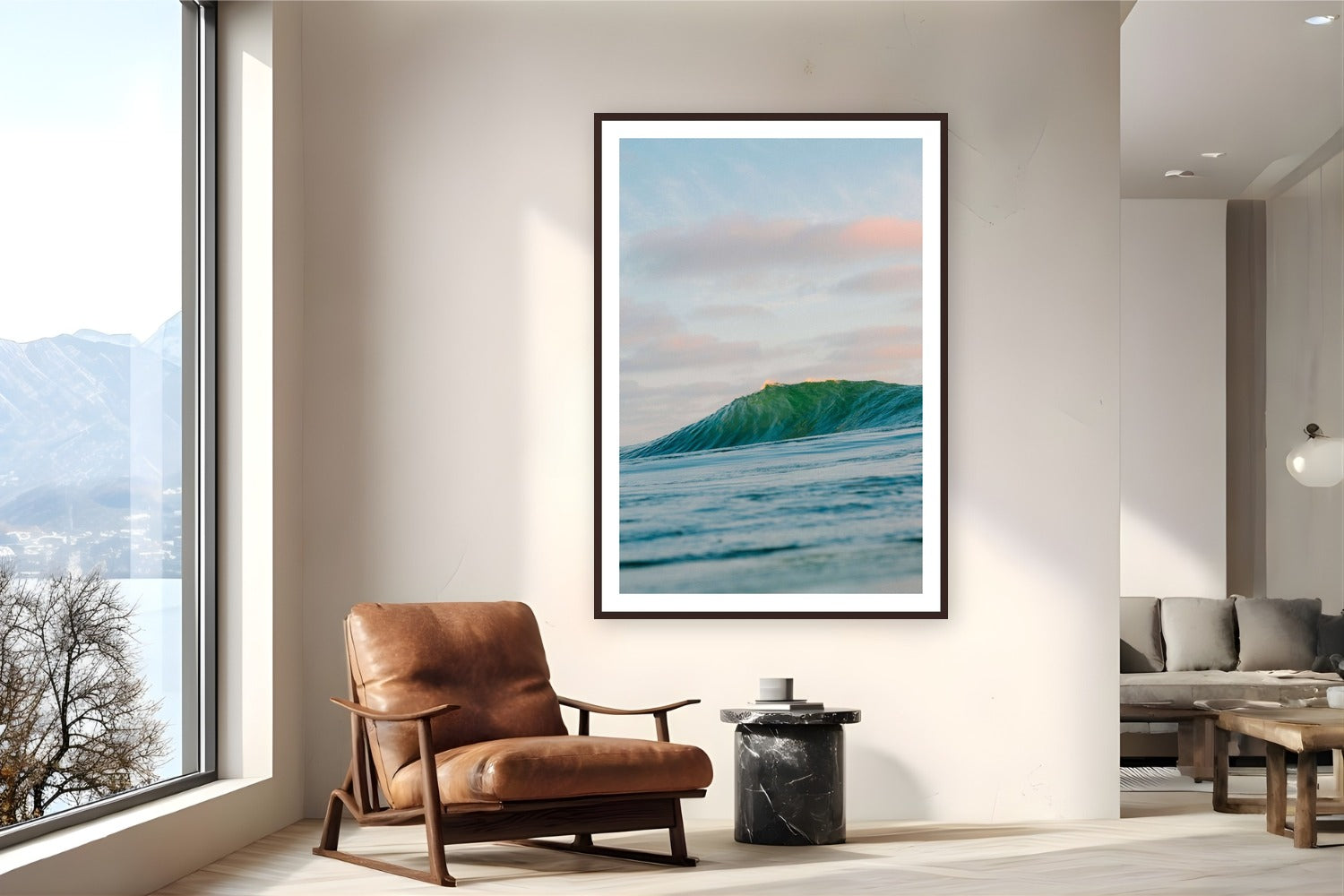 Pinnacle by Luis Ortega from San Diego, CA - framed black frame fine art photography displayed in a reading nook setting